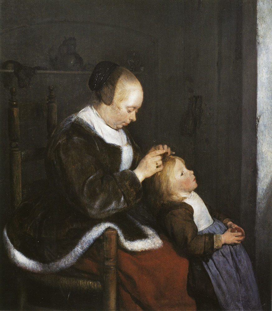 Gerard ter Borch - Woman combing a child's hair